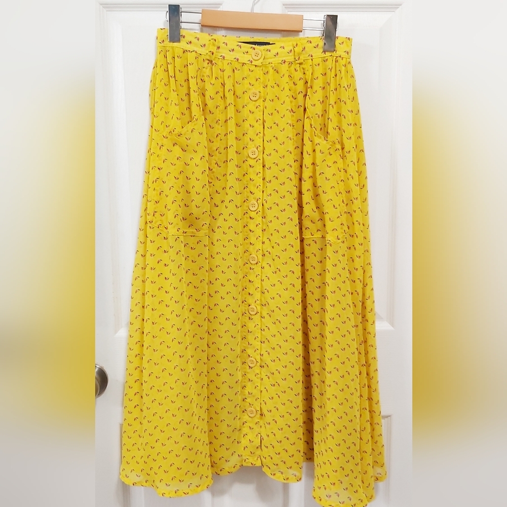 Yellow Vintage American Apparel Chiffon Skirt Size M